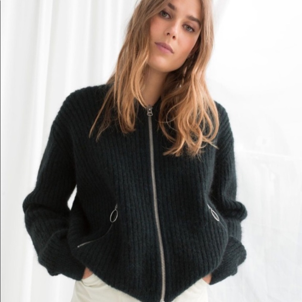 & Other Stories Wool Blend Bomber Knit Cardigan